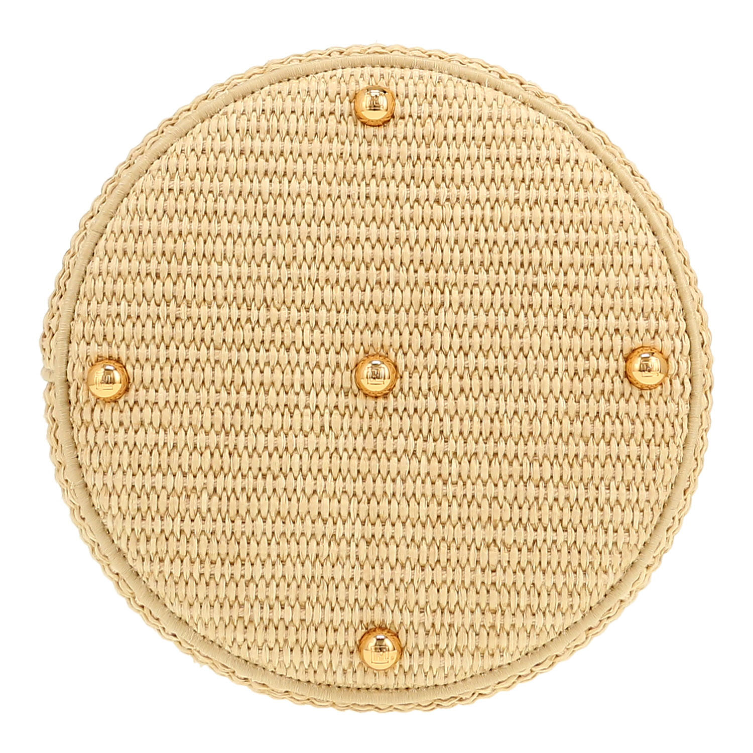 Sac à main Fendi   en raffia beige et toile siglée marron - Detail D1