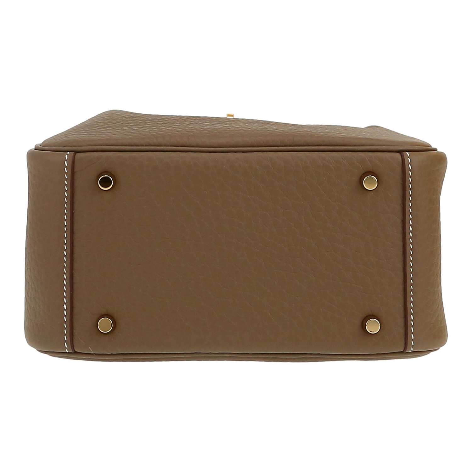 Sac bandoulière Hermès  Lindy mini  en cuir taurillon clémence étoupe - Detail D1