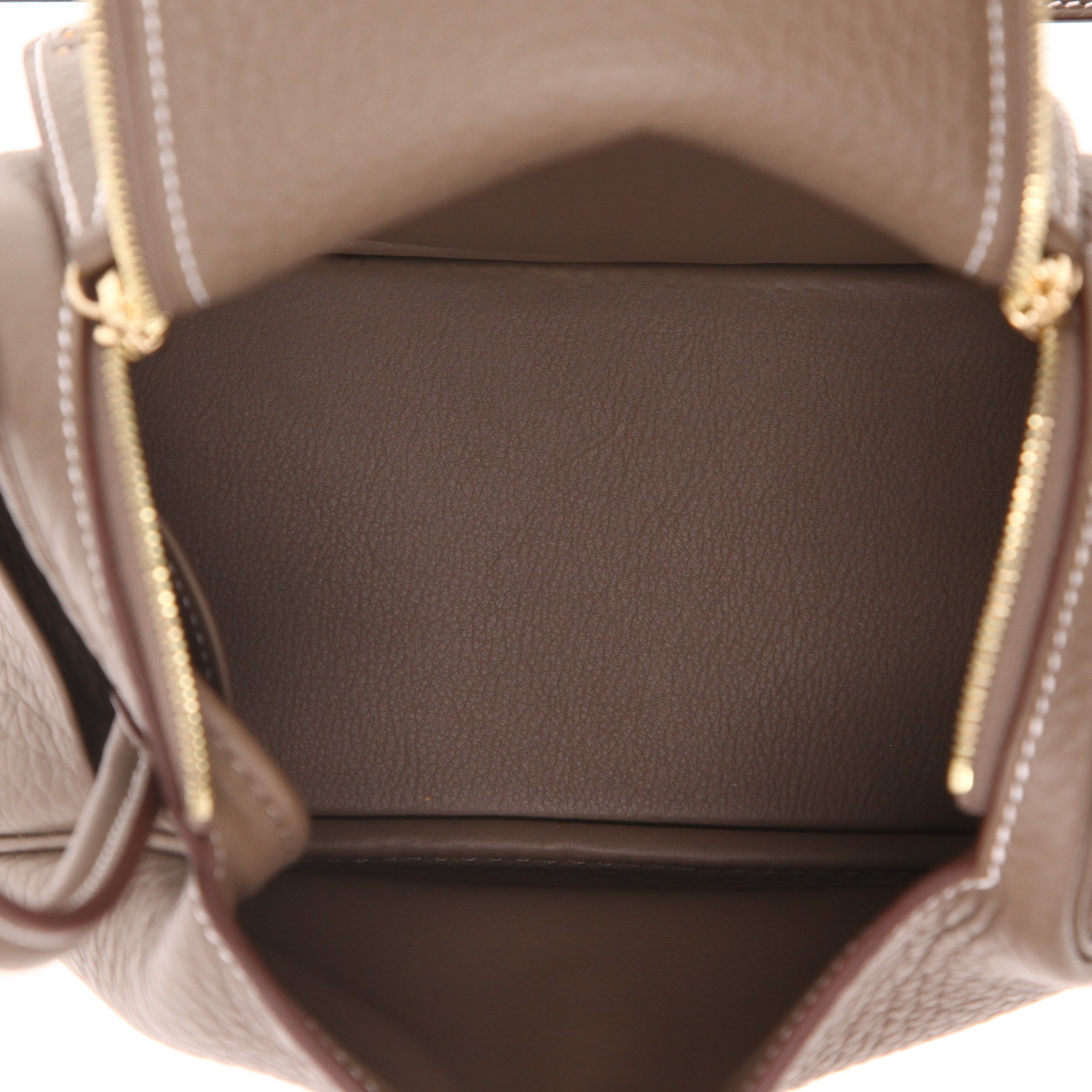 Sac bandoulière Hermès  Lindy mini  en cuir taurillon clémence étoupe - Detail D3