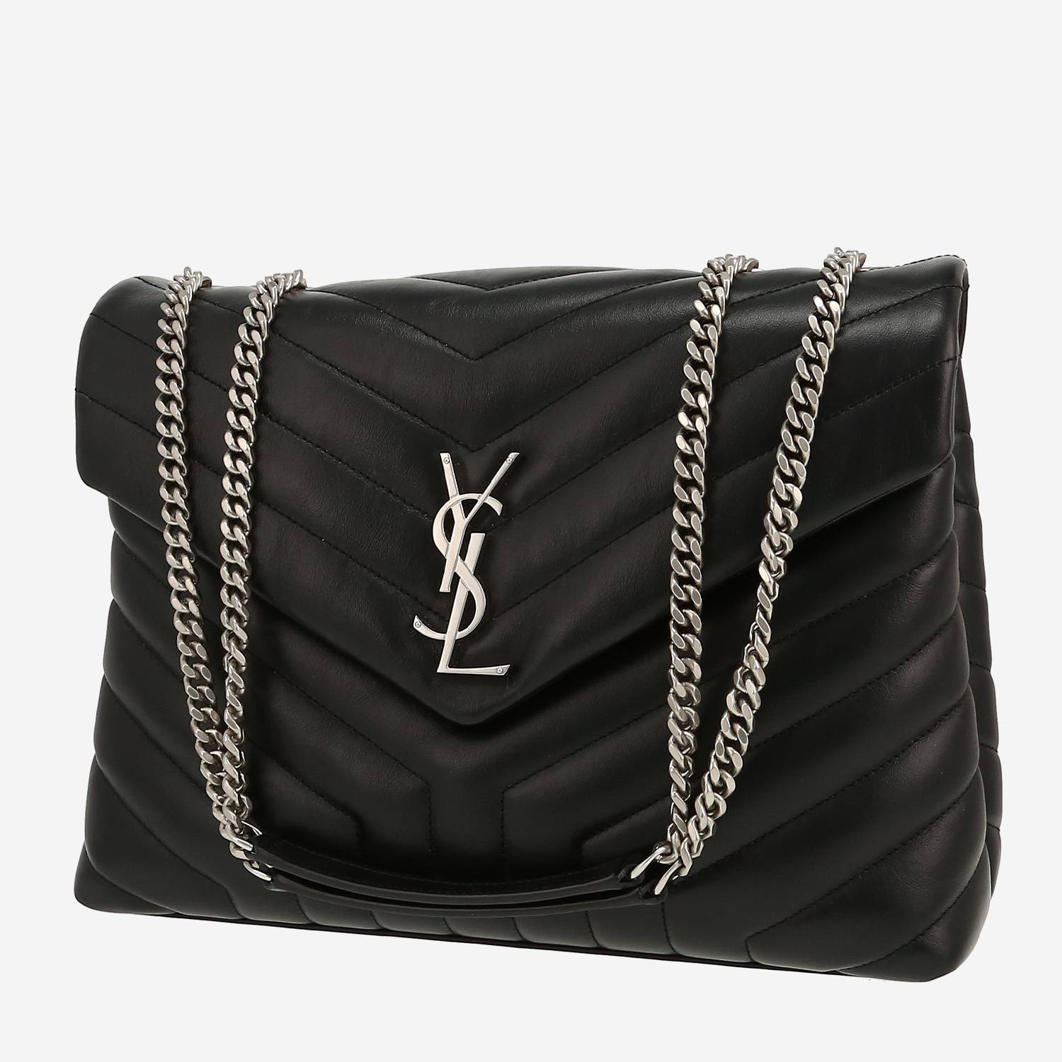 Sac bandoulière Saint Laurent  Loulou en cuir matelassé chevrons noir