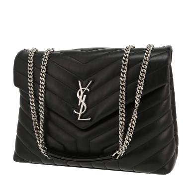 Sac bandoulière Saint Laurent  Loulou en cuir matelassé chevrons noir