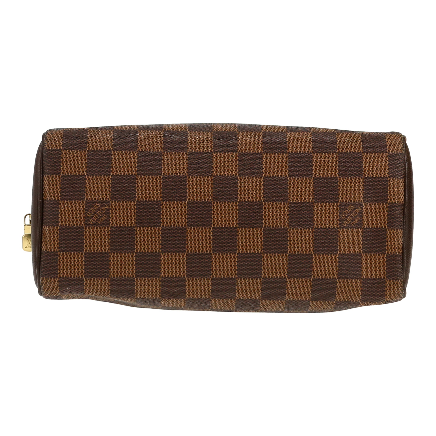 Sac à main Louis Vuitton  Brera en toile damier ébène et cuir marron - Detail D1