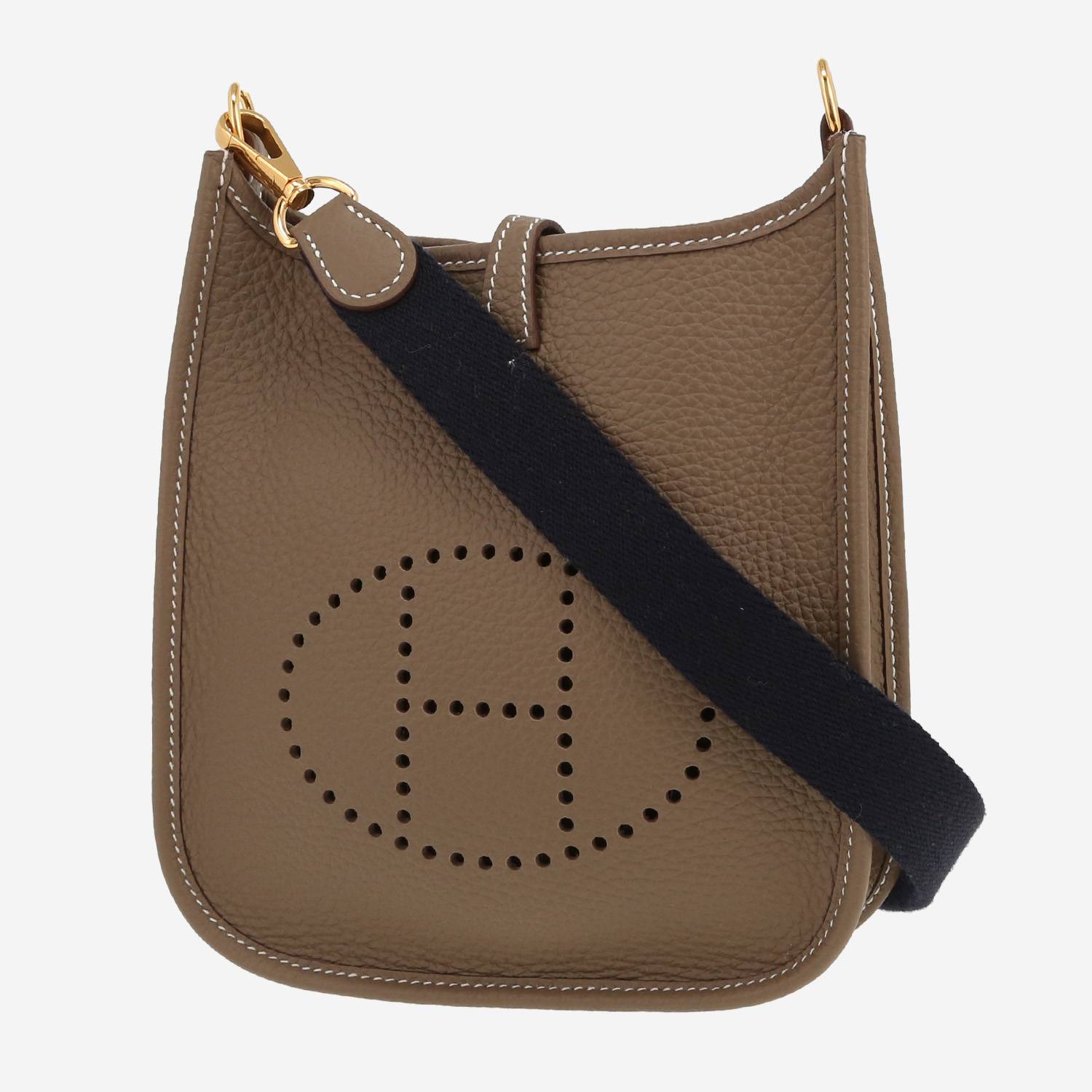 Hermès  Mini Evelyne shoulder bag  in etoupe leather taurillon clémence