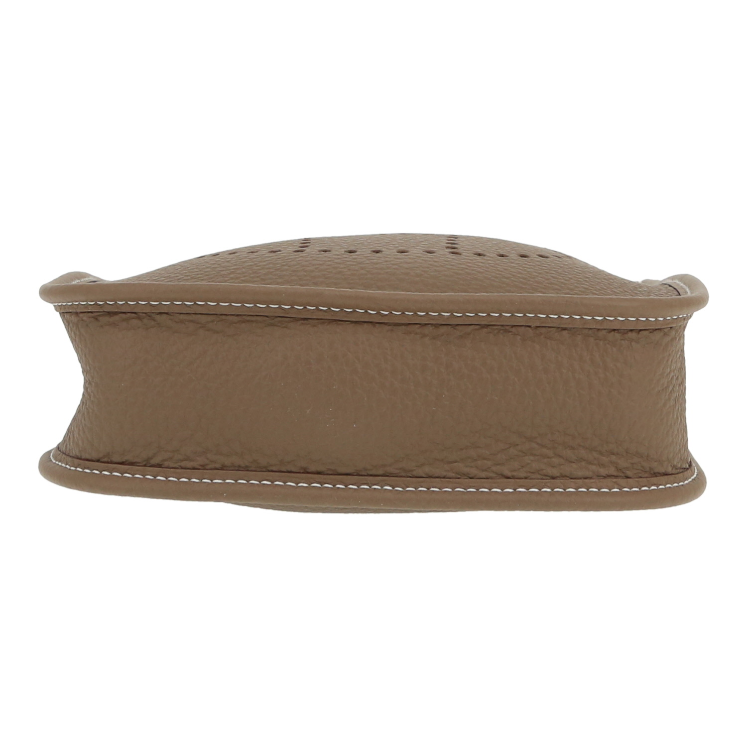 Sac bandoulière Hermès  Mini Evelyne en cuir taurillon clémence étoupe - Detail D1