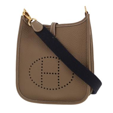 Borsa a tracolla Hermès  Mini Evelyne in pelle taurillon clemence etoupe