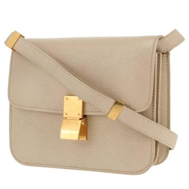 Bolso bandolera Celine  Classic Box en cuero beige