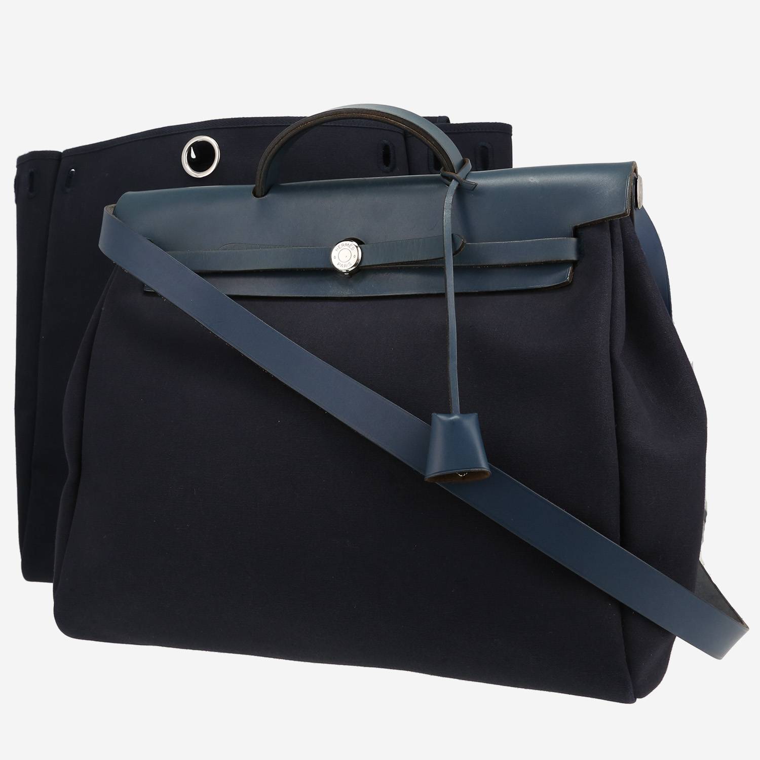 Hermès  Herbag handbag  in blue canvas  and blue leather