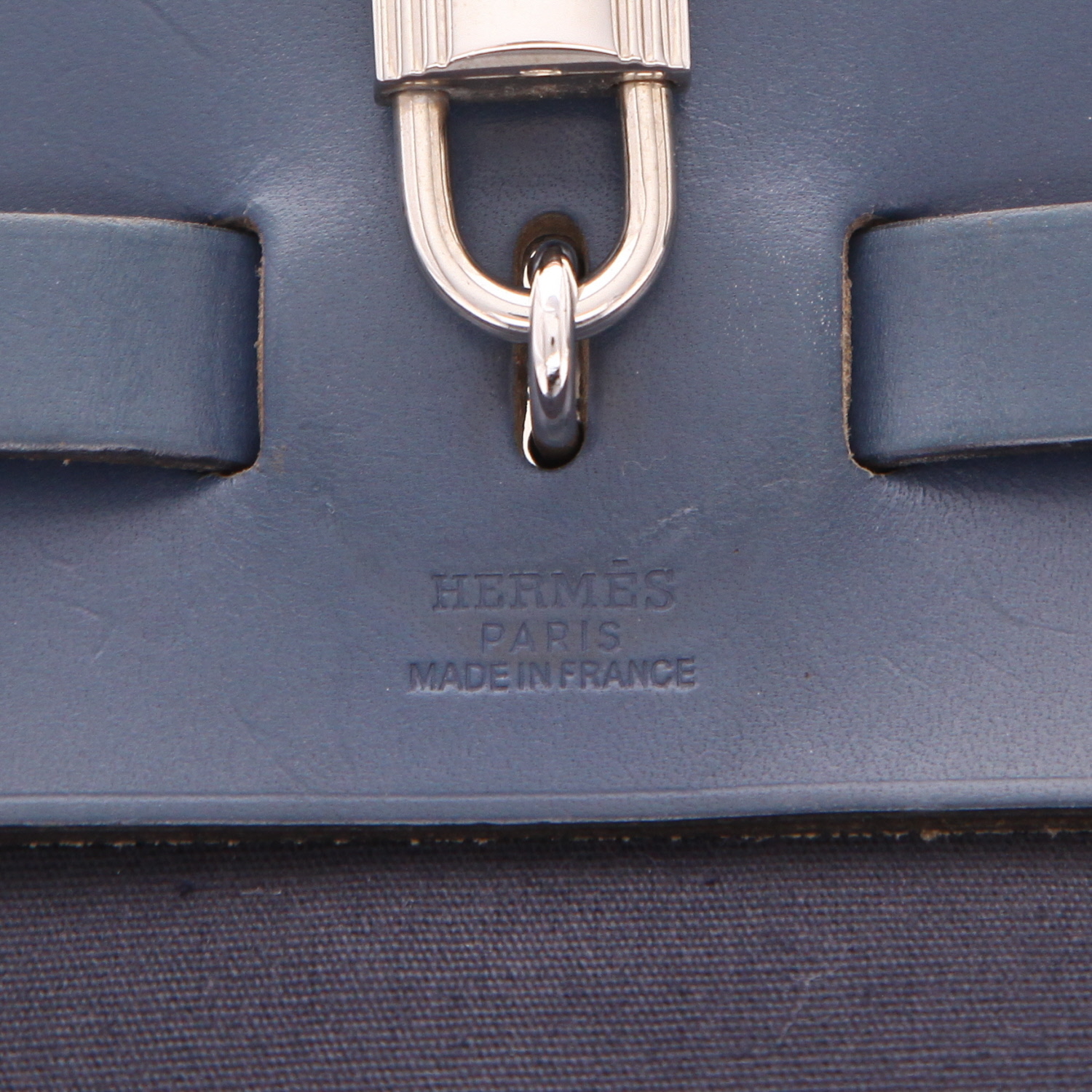 Borsa Hermès  Herbag in tela blu e pelle blu - Detail D2