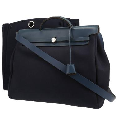 Hermès  Herbag handbag  in blue canvas  and blue leather