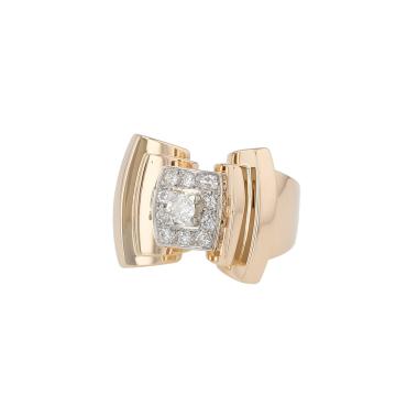 Vintage   1950's ring in yellow gold, platinium and diamonds