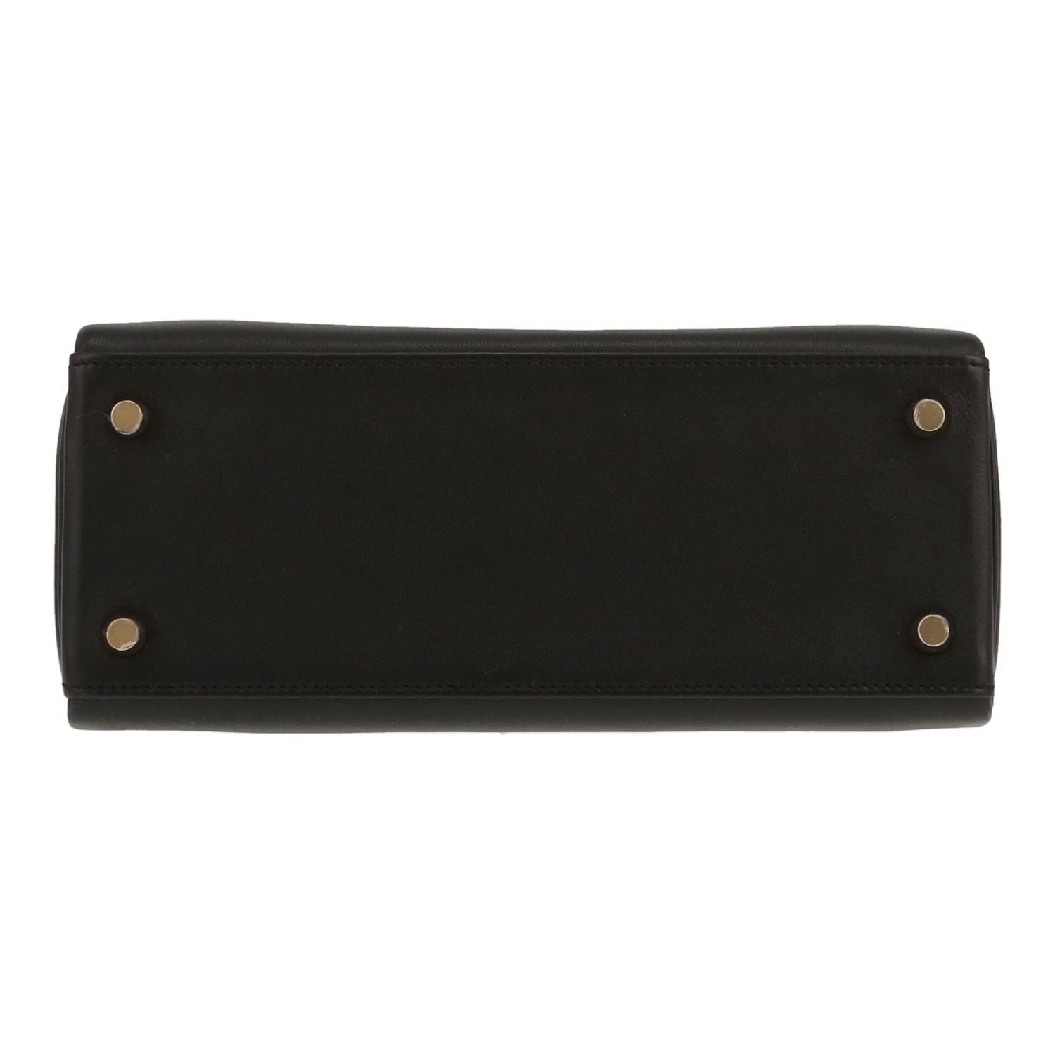 Bolso de mano Hermès  Kelly 25 cm en cuero swift negro - Detail D1