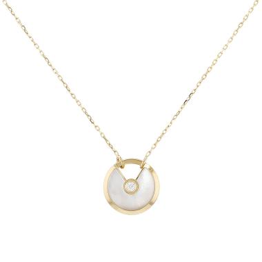 Cartier Amulette small model necklace in yellow gold, diamond and mother of pearl