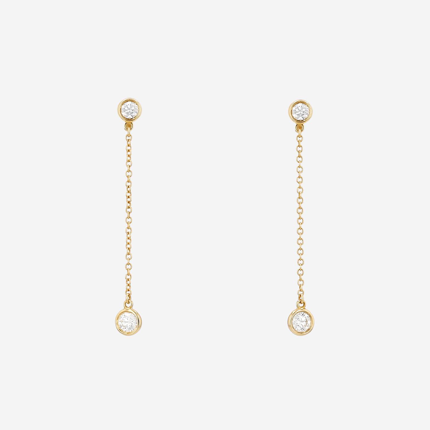 Paire de boucles d'oreilles Tiffany & Co Diamonds By The Yard en or jaune et diamants