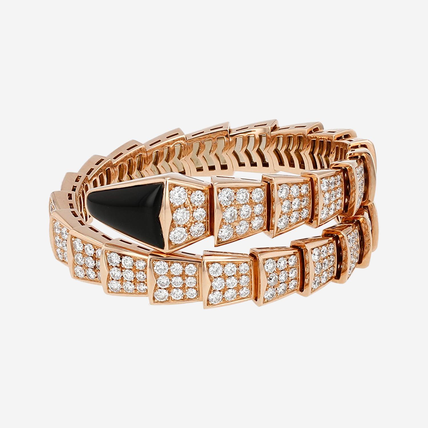 Bracelet Bulgari Serpenti Viper en or rose, diamants et onyx