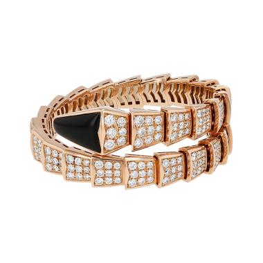 Brazalete Bulgari Serpenti Viper de oro rosa, diamantes y ónix