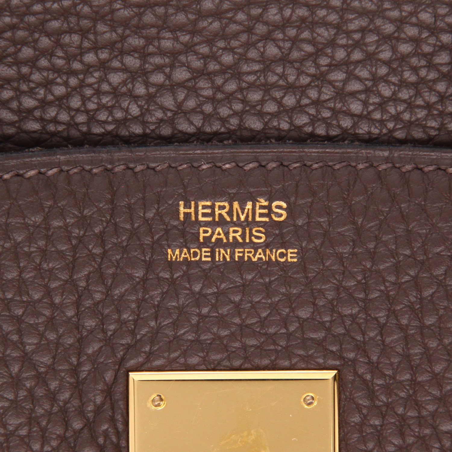 Bolso de mano Hermès  Birkin 30 cm en cuero togo marrón - Detail D2