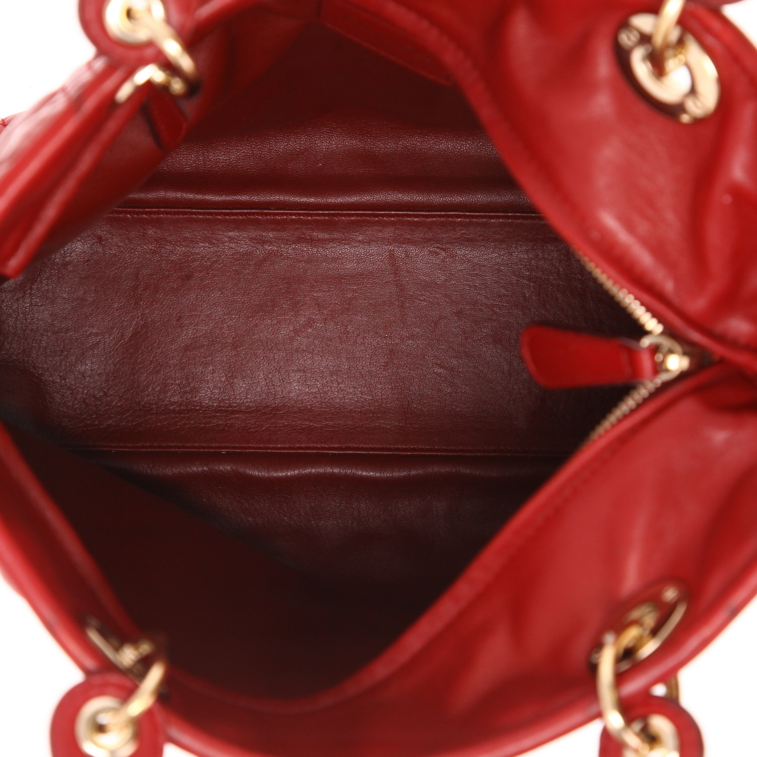 Dior   handbag  in red leather cannage - Detail D3