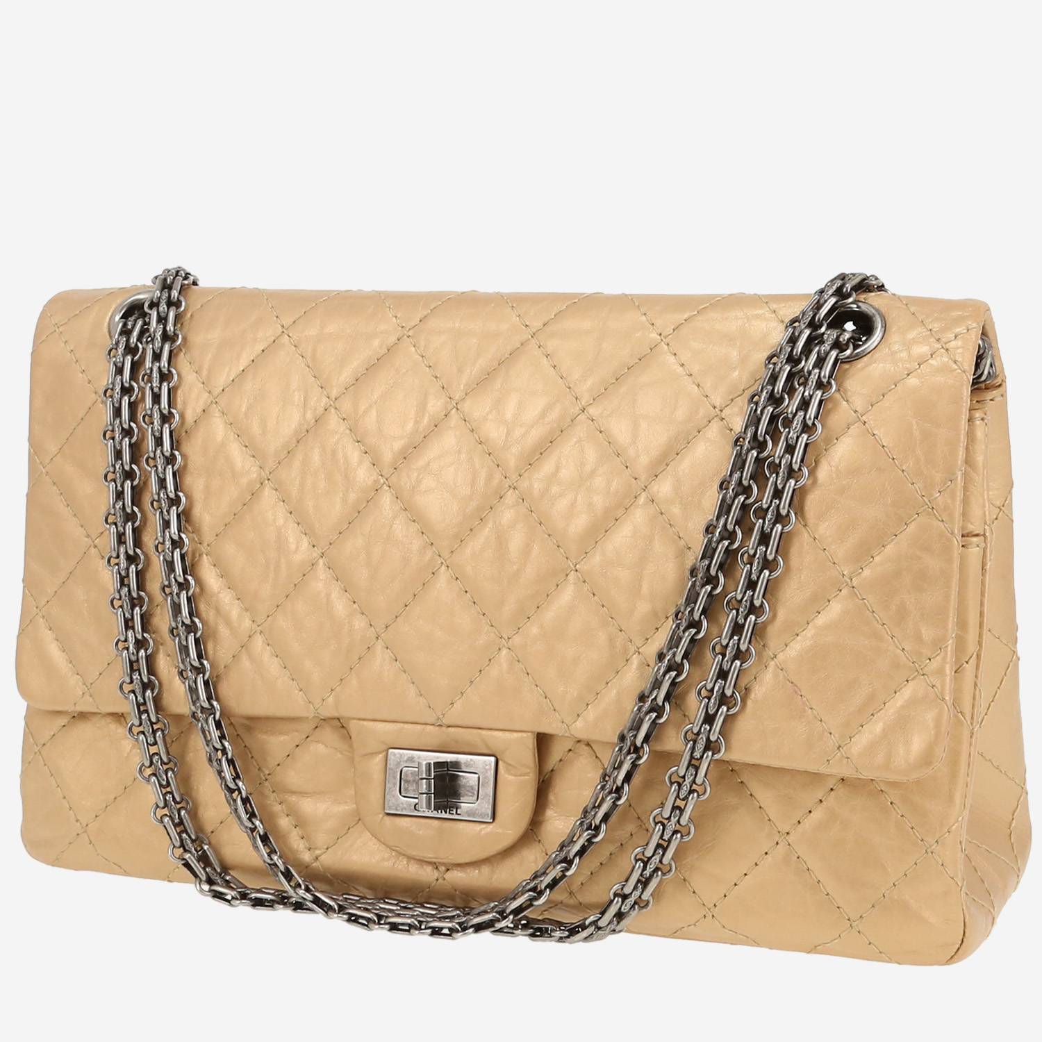 Chanel  2.55 shoulder bag  in gold quilted leather