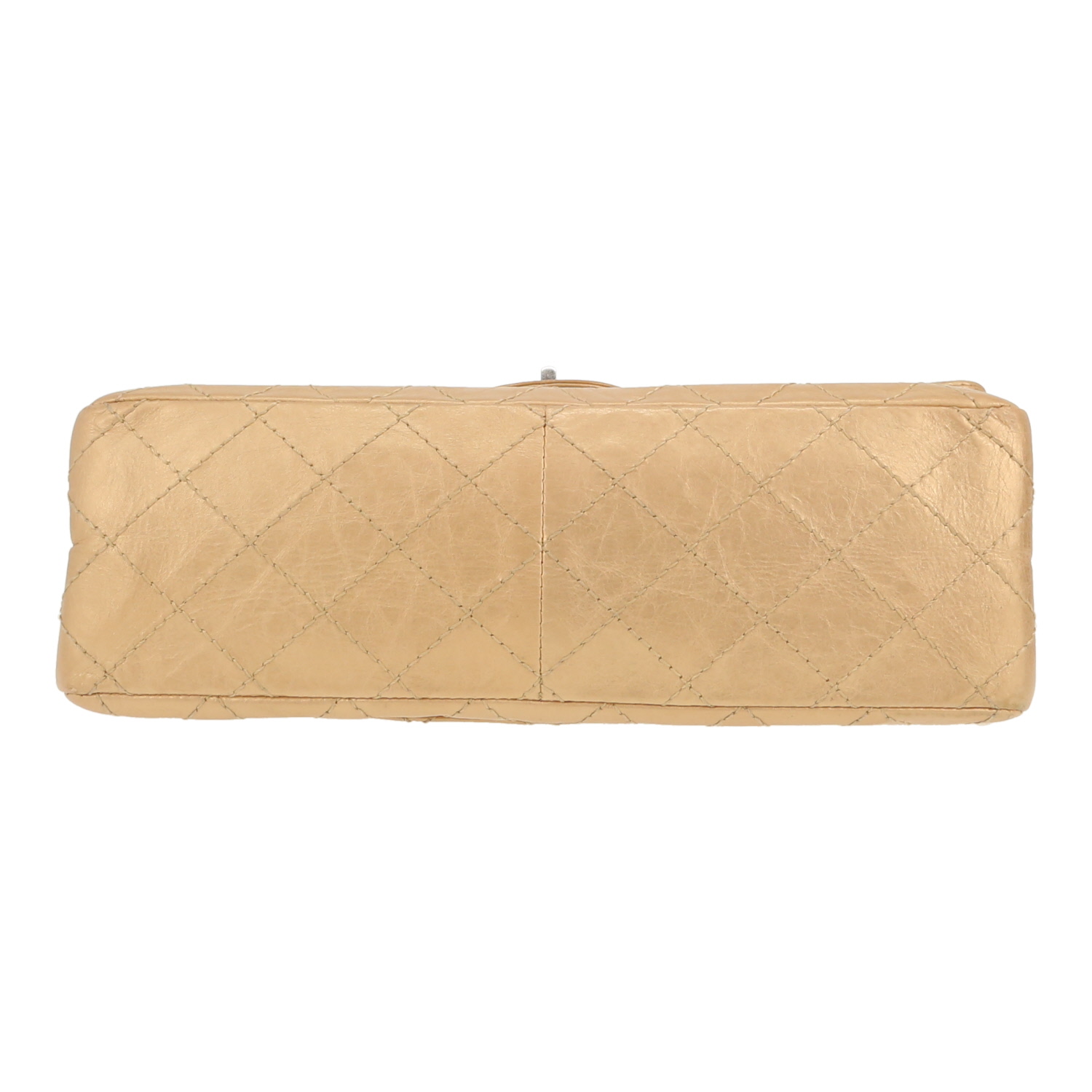 Borsa a tracolla Chanel  2.55 modello grande  in pelle trapuntata dorata - Detail D1
