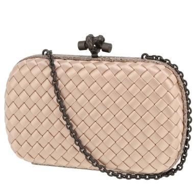 Bottega Veneta  Knot pouch  in pink silk  and python