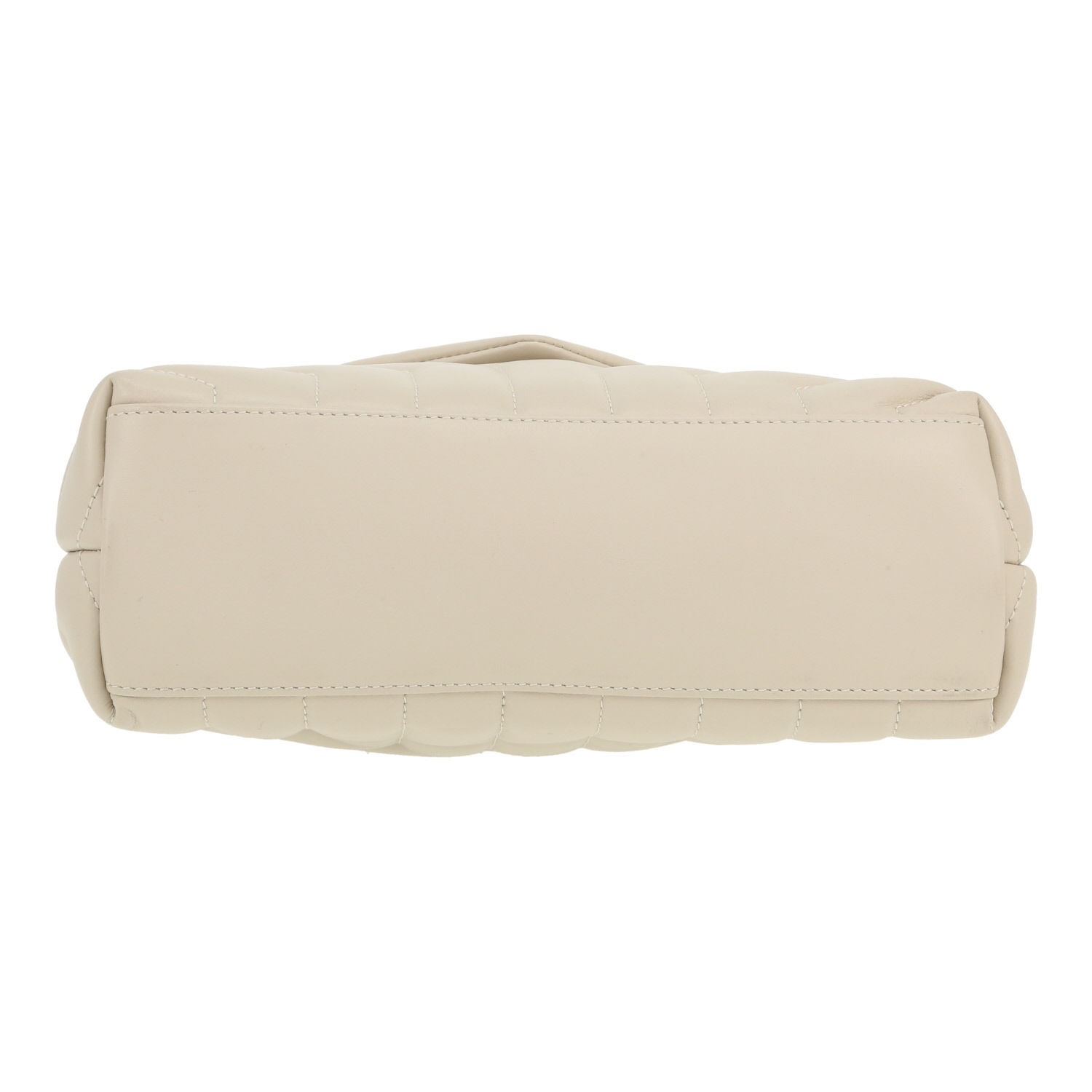 Sac bandoulière Saint Laurent  Loulou petit modèle  en cuir matelassé chevrons blanc - Detail D1