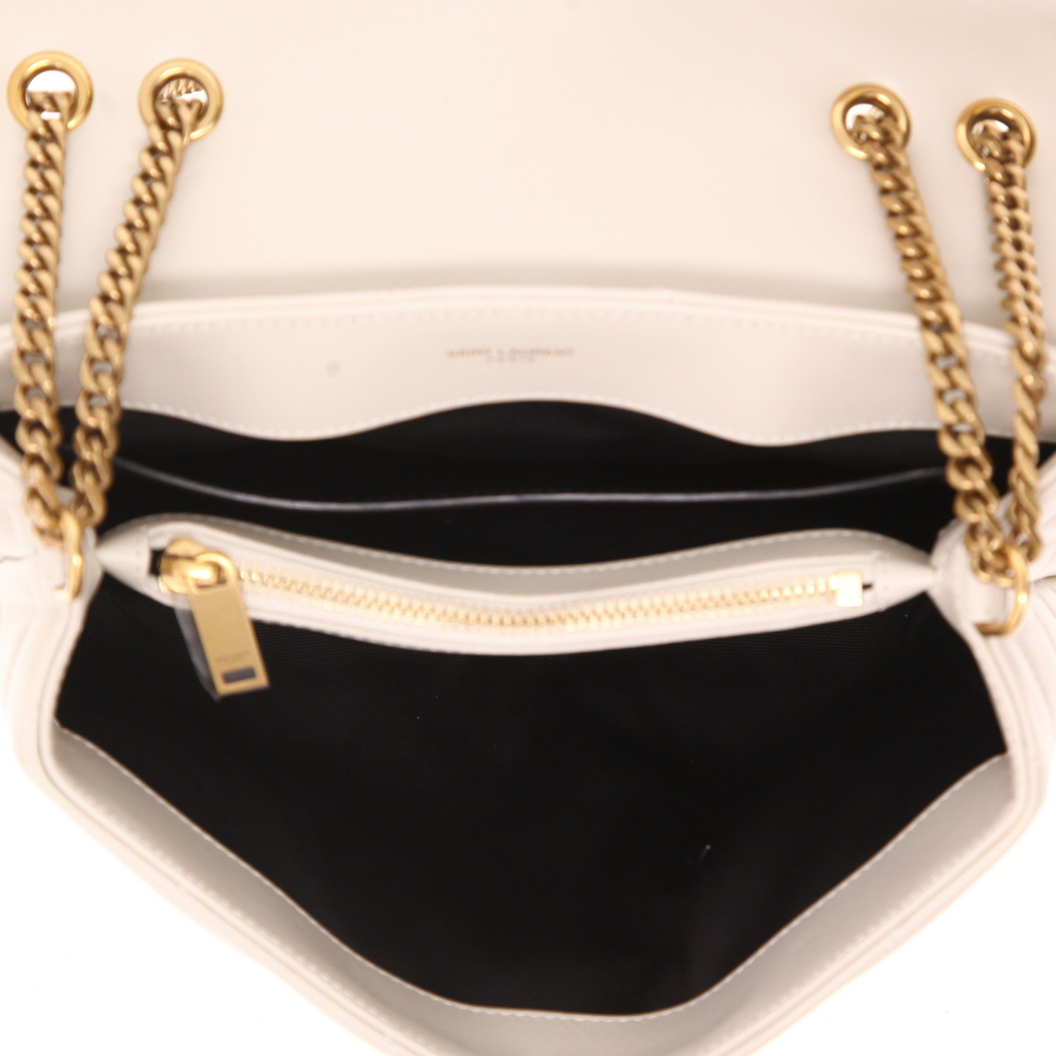 Saint Laurent  Loulou small model  shoulder bag  in white chevron quilted leather - Detail D3