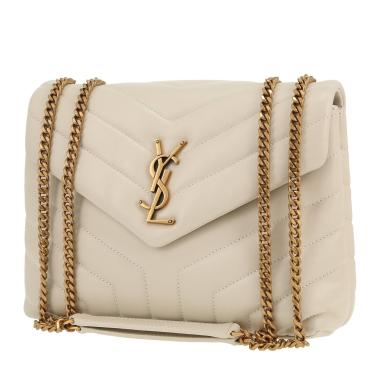 Sac bandoulière Saint Laurent  Loulou petit modèle  en cuir matelassé chevrons blanc