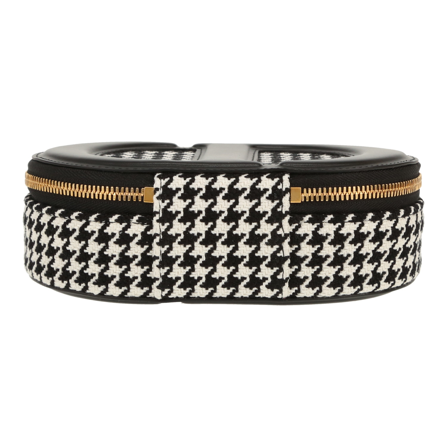 Dior  Ovale CD shoulder bag  in black and white canvas  and black leather - Detail D1