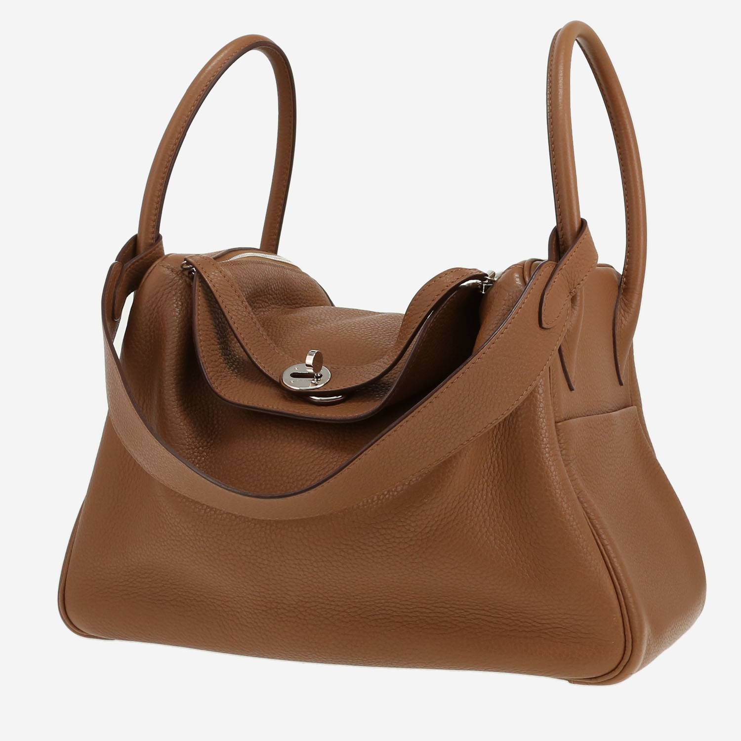 Sac porté épaule Hermès  Lindy 34 cm en cuir togo marron