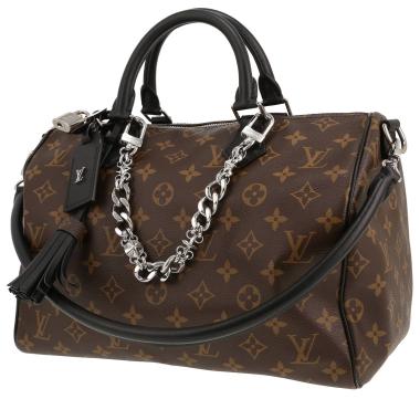 Sac à main Louis Vuitton  Speedy 30 en toile monogram marron et cuir noir