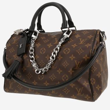 Louis Vuitton  Speedy 30 handbag  in brown monogram canvas  and black leather