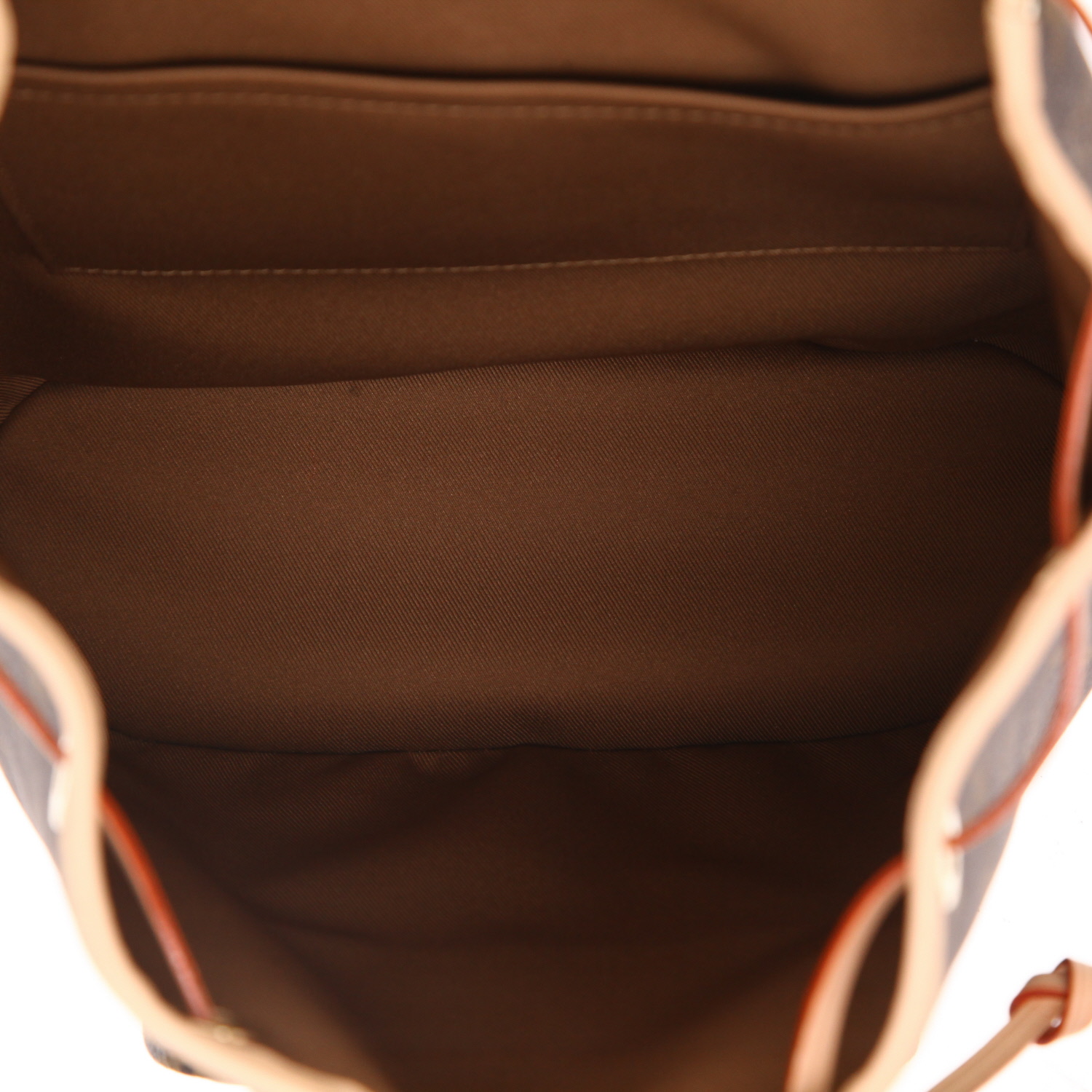 Mochila Louis Vuitton  Montsouris en lona Monogram marrón y cuero natural - Detail D3