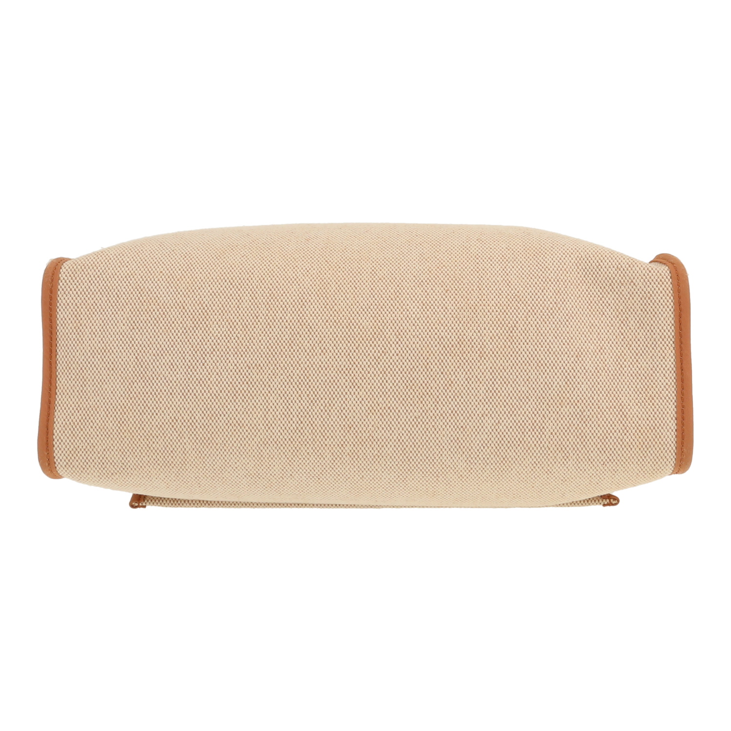 Hermès  Herbag bag worn on the shoulder or carried in the hand  in beige canvas  and Hunter cowhide - Detail D1
