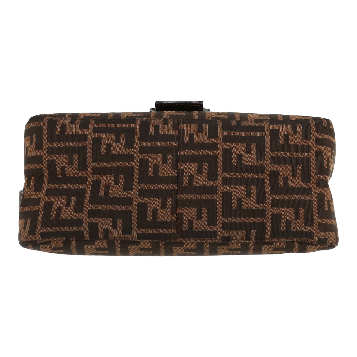 Sac à main Fendi  Mamma Baguette en toile siglée marron et cuir marron - Detail D1