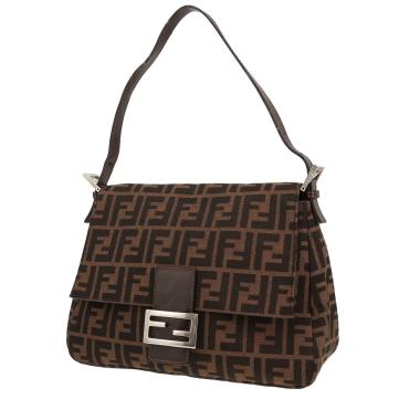 Sac à main Fendi  Mamma Baguette en toile siglée marron et cuir marron