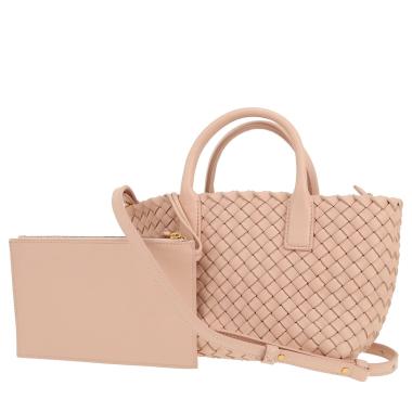 Borsa a tracolla Bottega Veneta  Cabat mini  in pelle intrecciata rosa