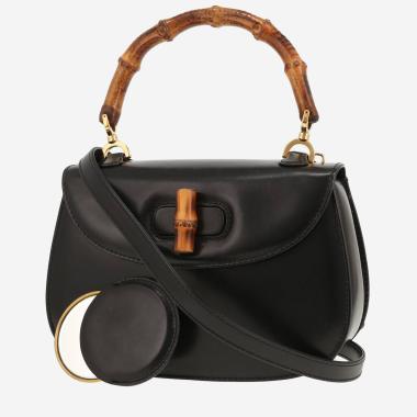 Sac à main Gucci  Bamboo en cuir noir et bambou