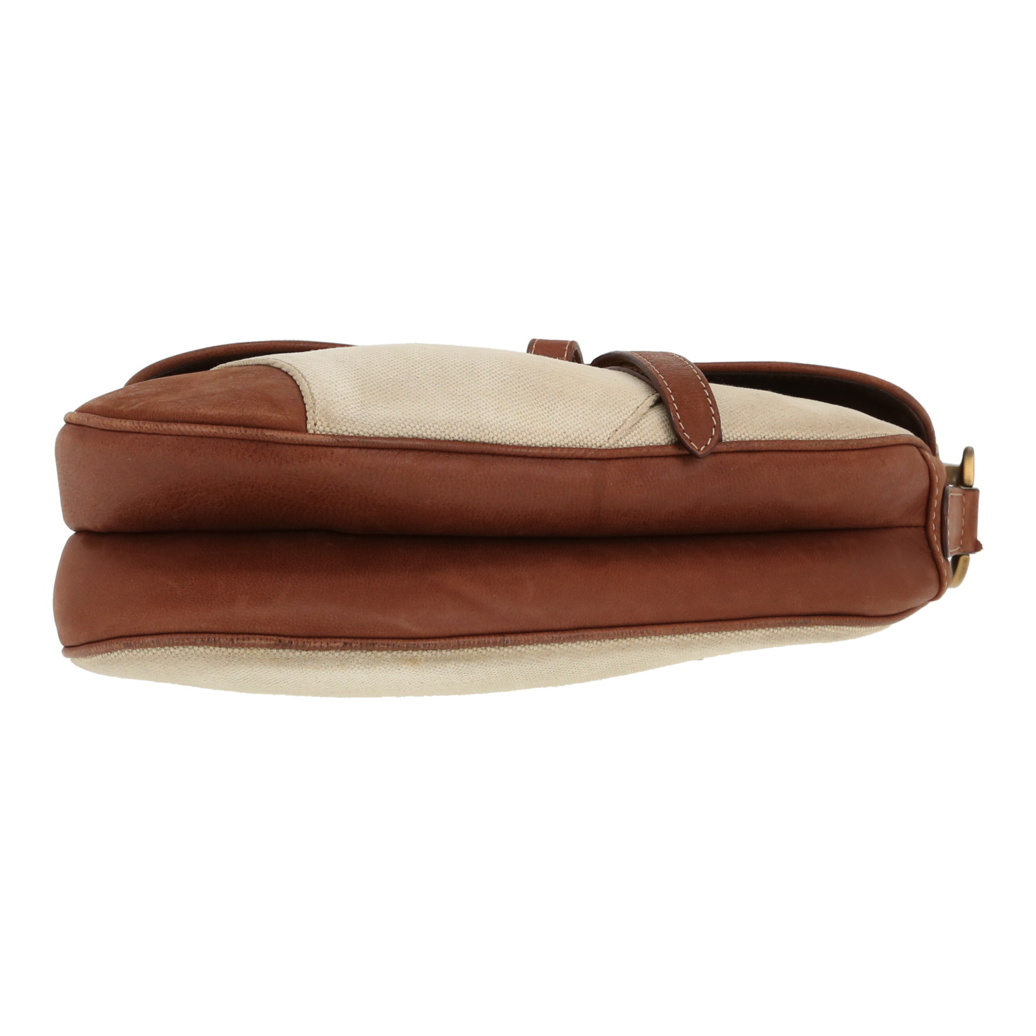 Sac à main Dior  Saddle en toile beige et cuir marron - Detail D1