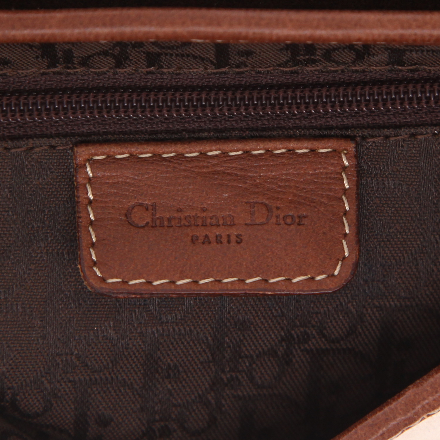 Borsa Dior  Saddle in tela beige e pelle marrone - Detail D2