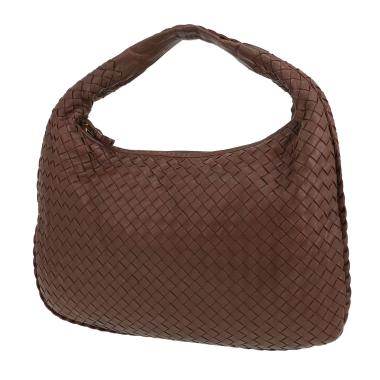 Bolso «Veneta» de Bottega Veneta, de piel «intrecciato» marrón