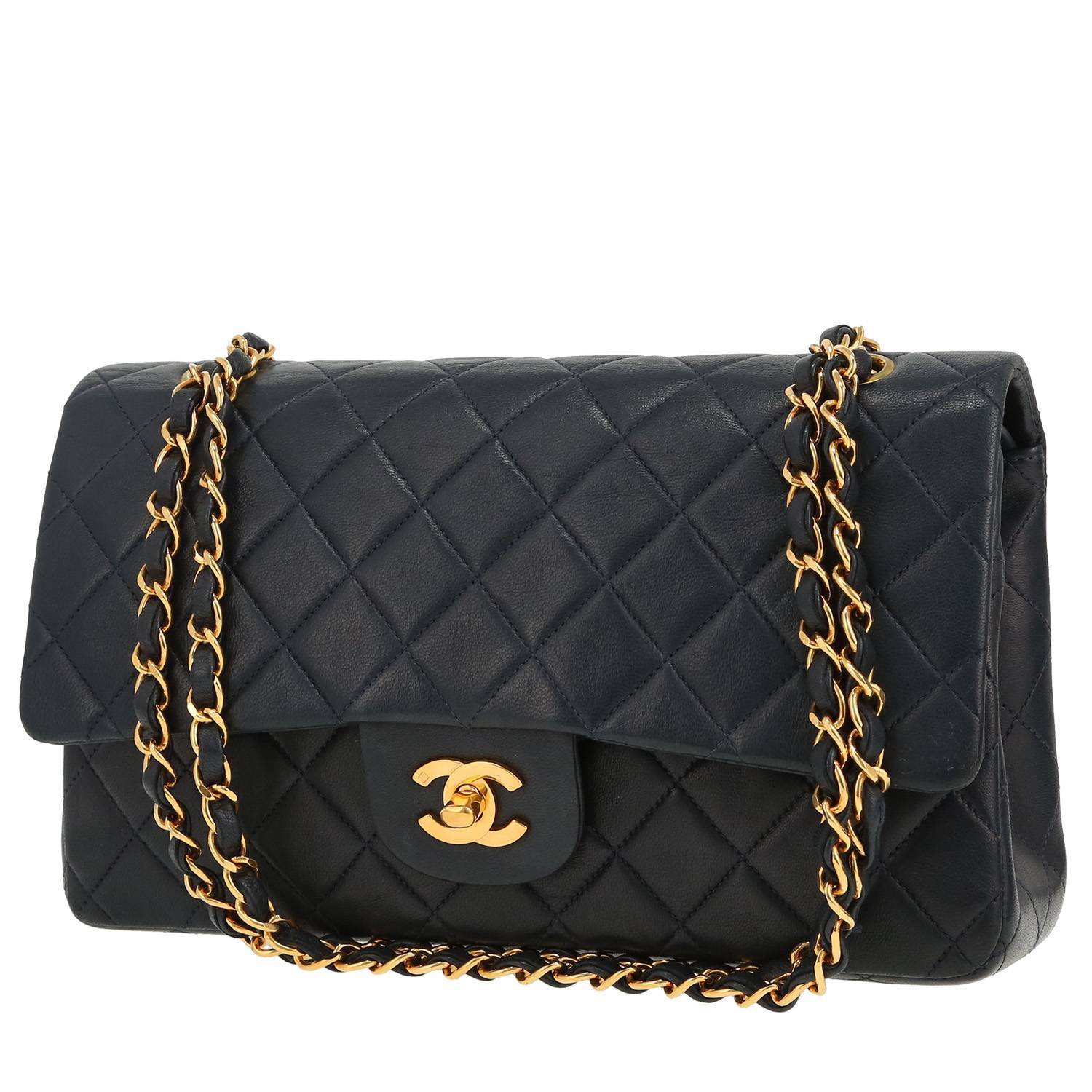 Sac Chanel Timeless Classic Matelassé Bleu-Marine Occasion