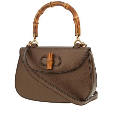 Bolso de mano Gucci  Bamboo en cuero irisado marrón y bambú