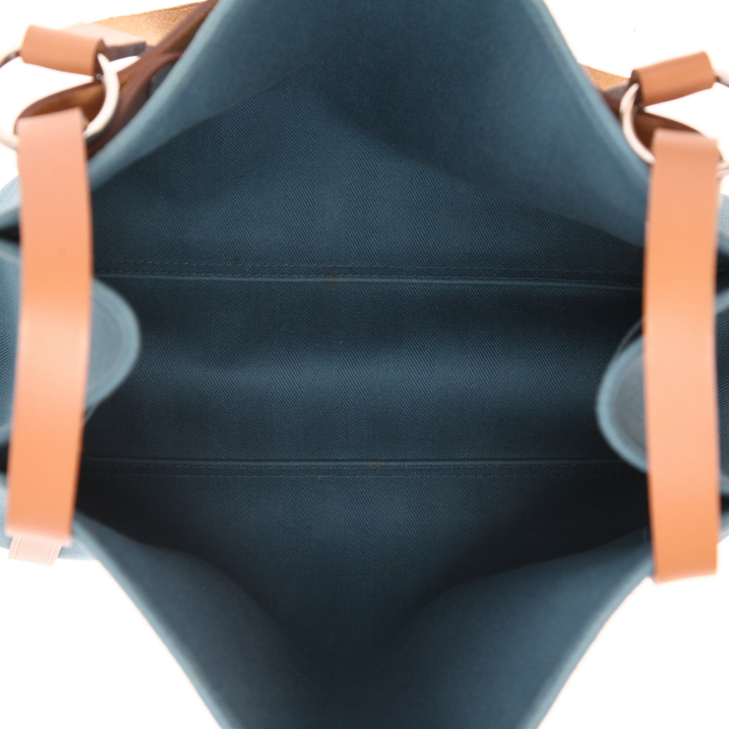 Hermès  Cavalicol shopping bag  in blue canvas  and Hunter cowhide - Detail D3