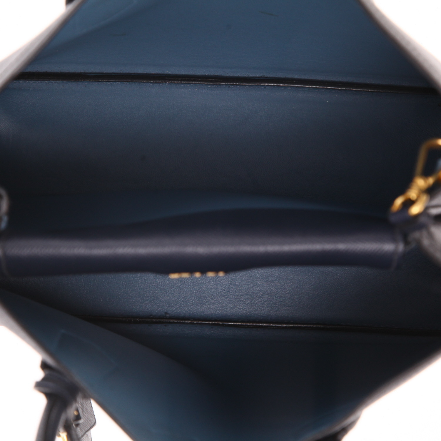 Bolso de mano Prada  Double en cuero saffiano azul - Detail D3