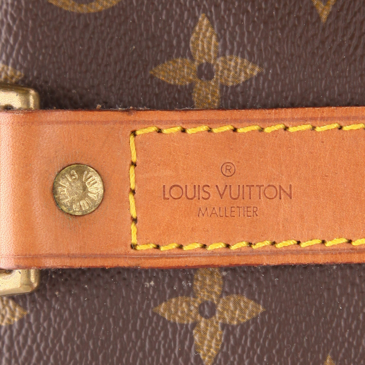 Louis Vuitton Keepall 50 travel bag in brown Monogram canvas and natural leather - Detail D2