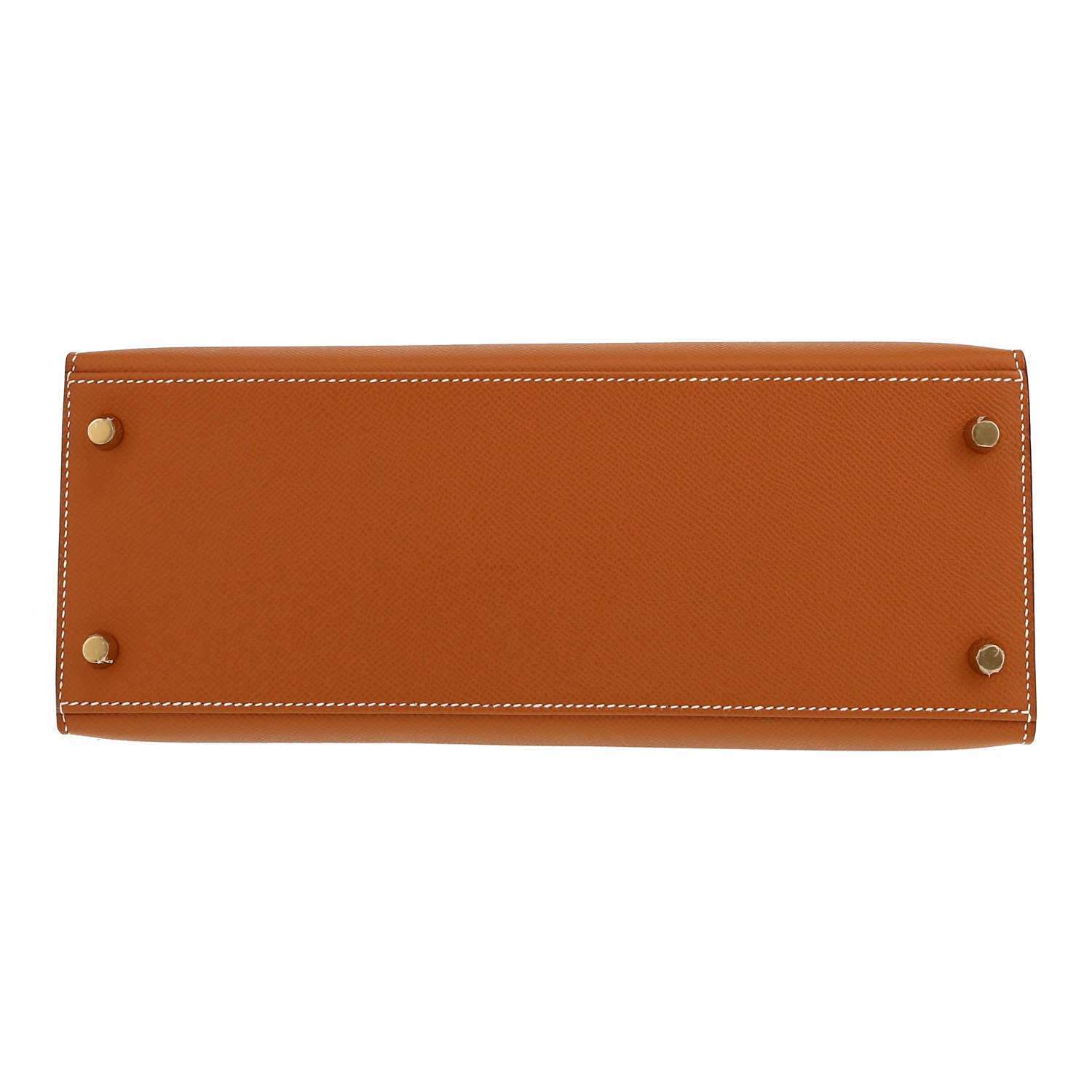 Bolso de mano Hermès  Kelly 28 cm en cuero epsom color oro - Detail D1