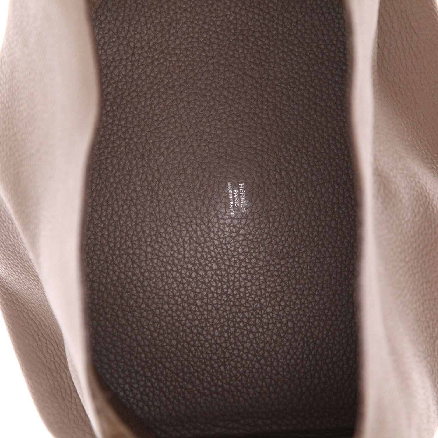 Bolso de mano Hermès  Picotin modelo grande  en cuero togo marrón etoupe - Detail D3