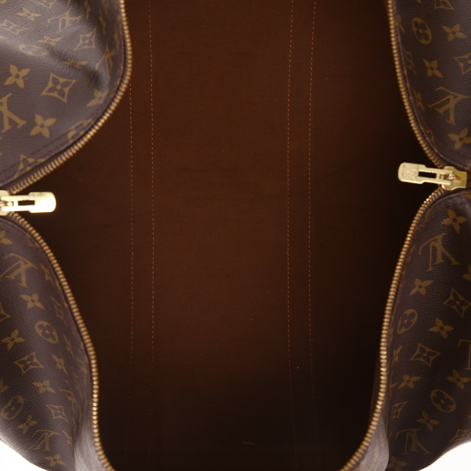 Borsa da viaggio Louis Vuitton  Keepall 55 in tela monogram marrone e pelle naturale - Detail D3