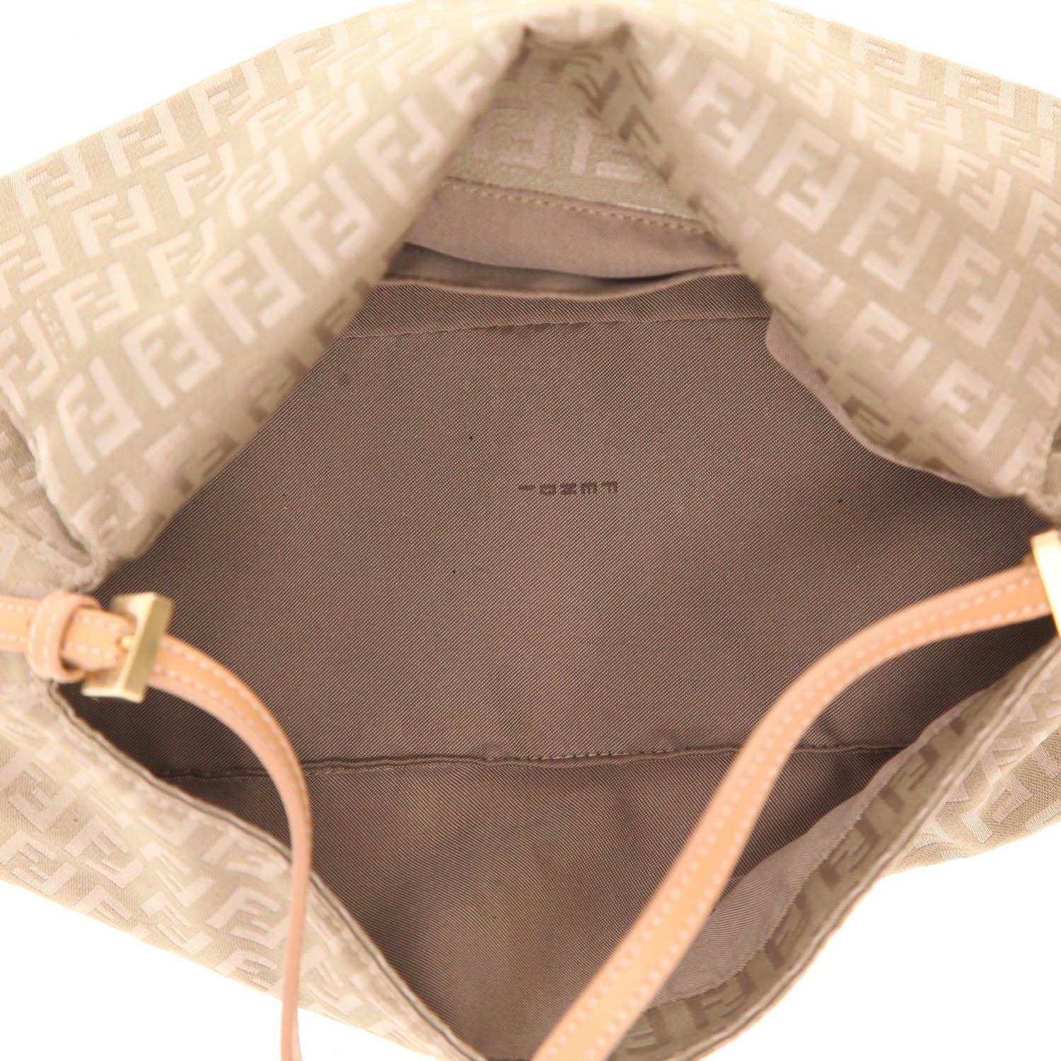 Bolso de mano Fendi  Baguette en lona monogram beige y cuero marrón - Detail D3