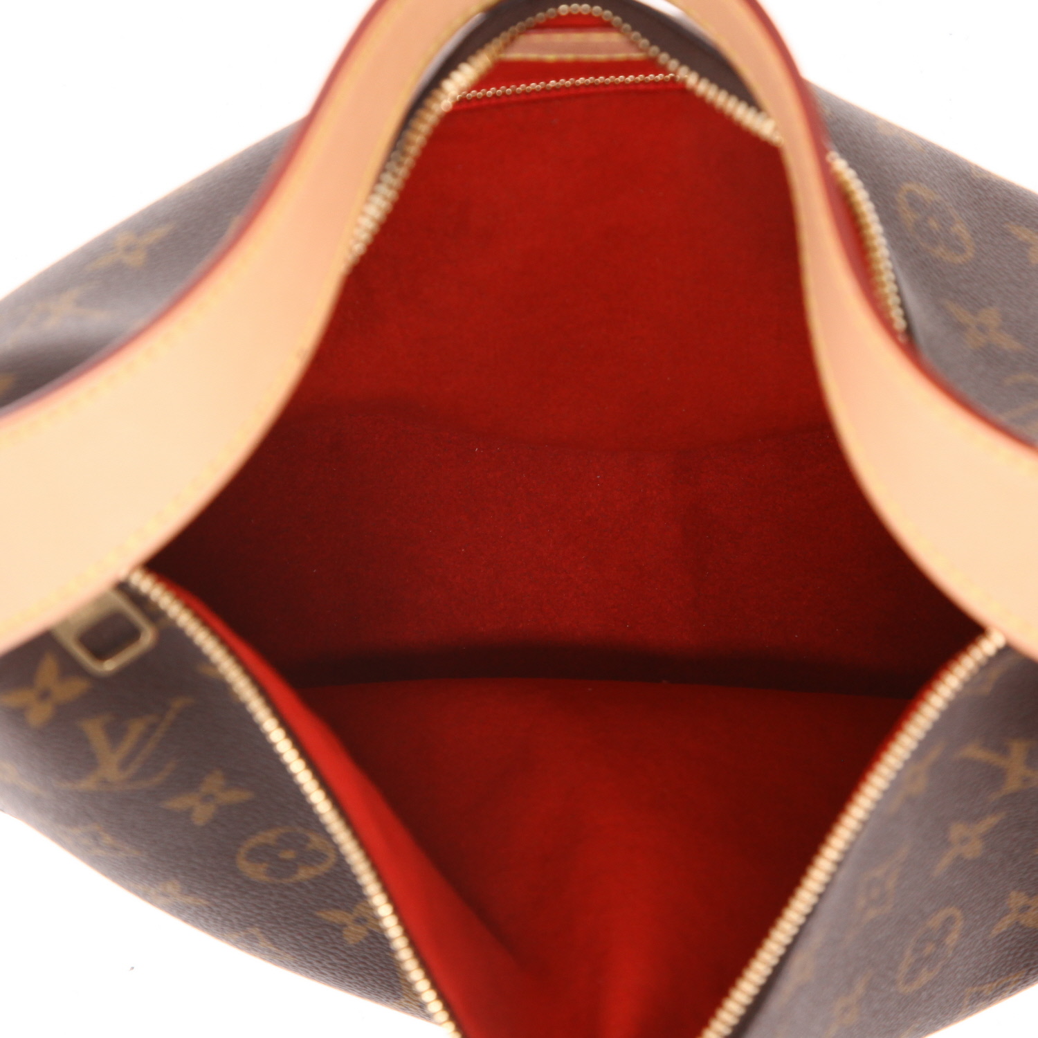 Louis Vuitton  Slouchy PM handbag  in brown monogram canvas  and natural leather - Detail D3